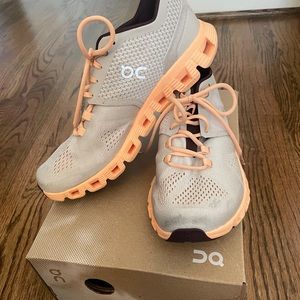Women’s On Running “Cloud X” Silver/Almond, 7.5, Like New!